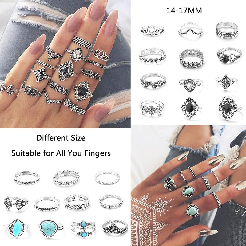 Bộ 61 Nhẫn Đeo Đốt Ngón Tay Nhiều Kiểu Dáng Phong Cách Tối Giản