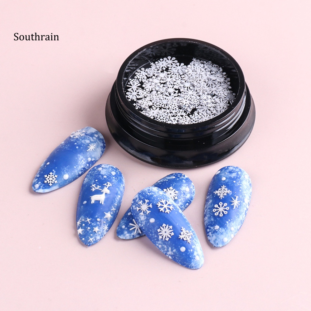 Bộ 100 Miếng Dán Trang Trí Móng Tay Hình Bông Tuyết 3D
