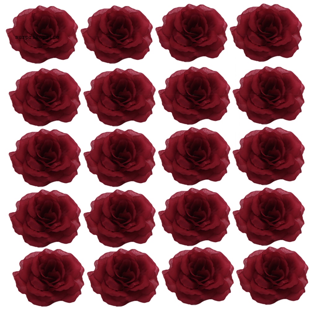 Set 20 Bông Hoa Hồng Vải 8cm Trang Trí Tiệc Cưới