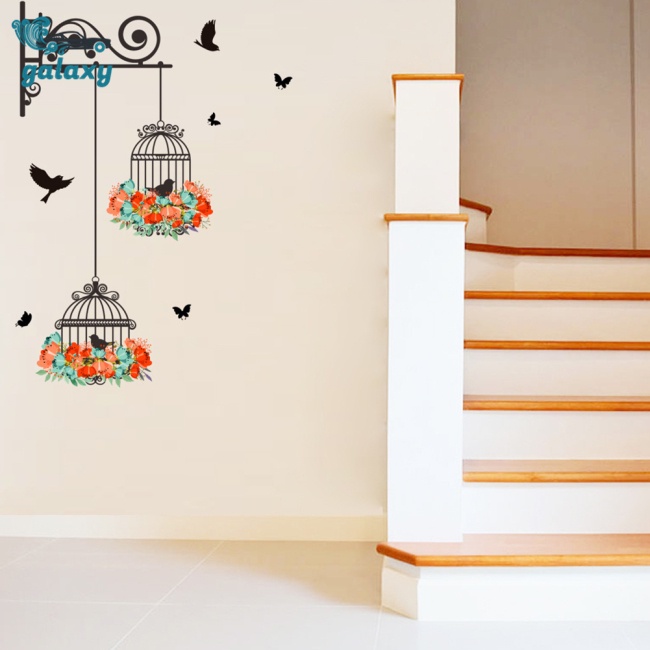 Galaxy Miếng Dán Tường Trang Trí Hình Lồng Chim Dễ Thương