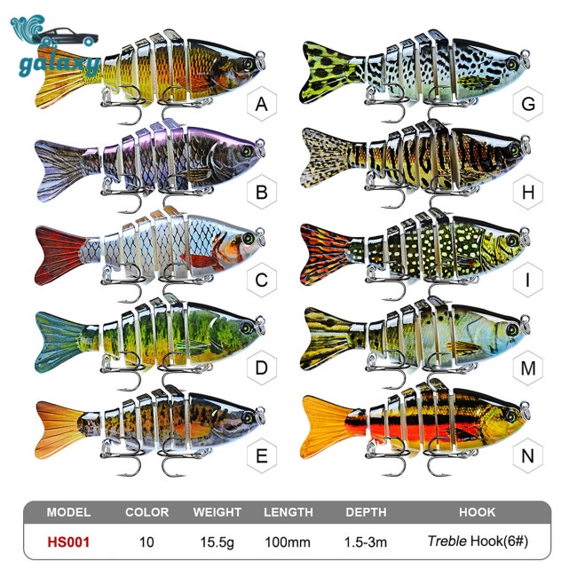 Galaxy Mồi Giả Nhử Cá 10cm 15.5g Bằng Nhựa Gắn Kèm Móc Câu