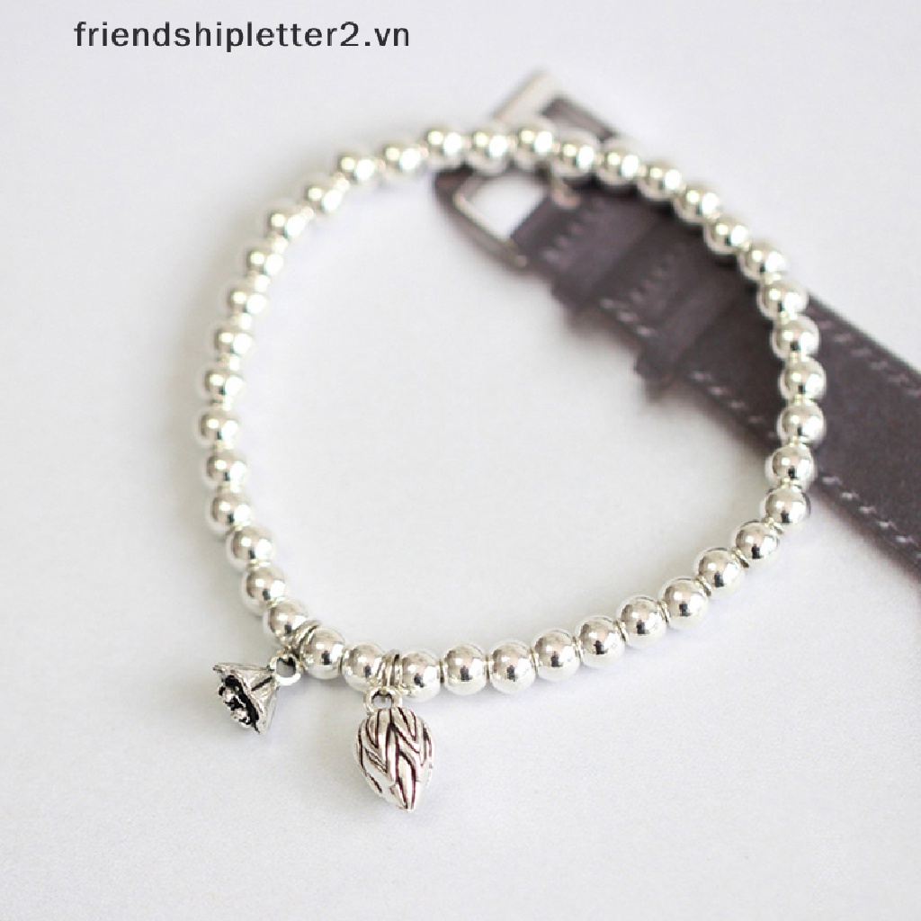 Vòng Tay Chuỗi Hạt Tròn Màu Bạc Đơn Giản Thời Trang Dành Cho Nữ