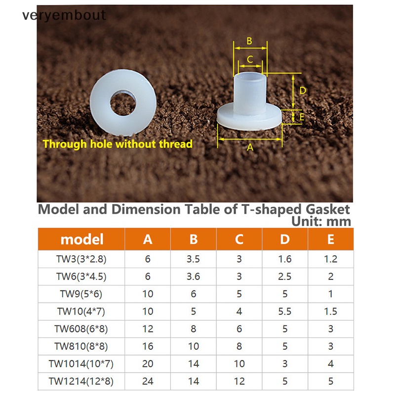 Set 5 / 10 / 20 / 50 / 100 Vòng Đệm Chữ T Bằng Nhựa Cách Nhiệt Đa Năng M3 M4 M5 M6 M8 M10 M12 M14 M16