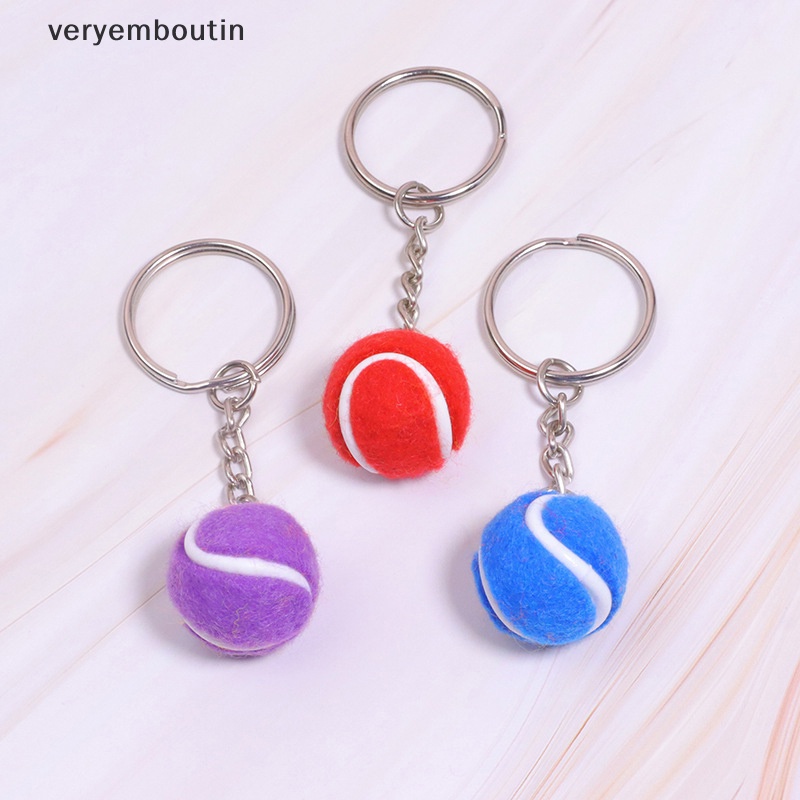 Móc Khóa Kim Loại Hình Quả Bóng Tennis 6 Màu Sắc