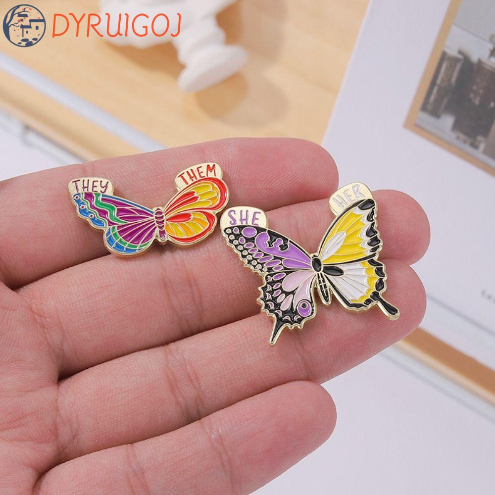 Dyruidoj Huy Hiệu Cài Áo Tráng Men Hình Cánh Bướm Nhiều Màu Sắc Tươi Mới Nướng Bánh Cá Tính