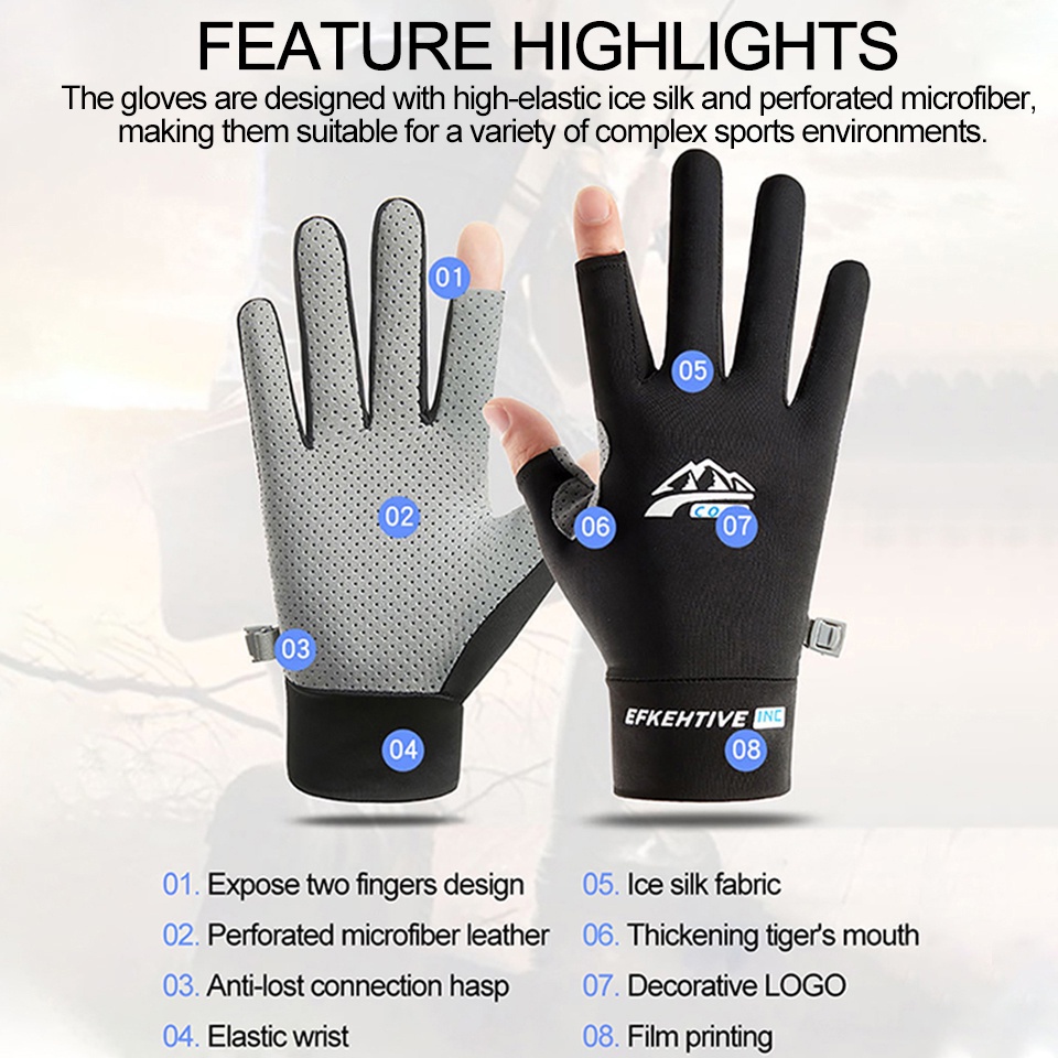 Găng tay DAYSELECT chống nắng chống tia UV bằng lụa lạnh thoáng khí cho nam nữ