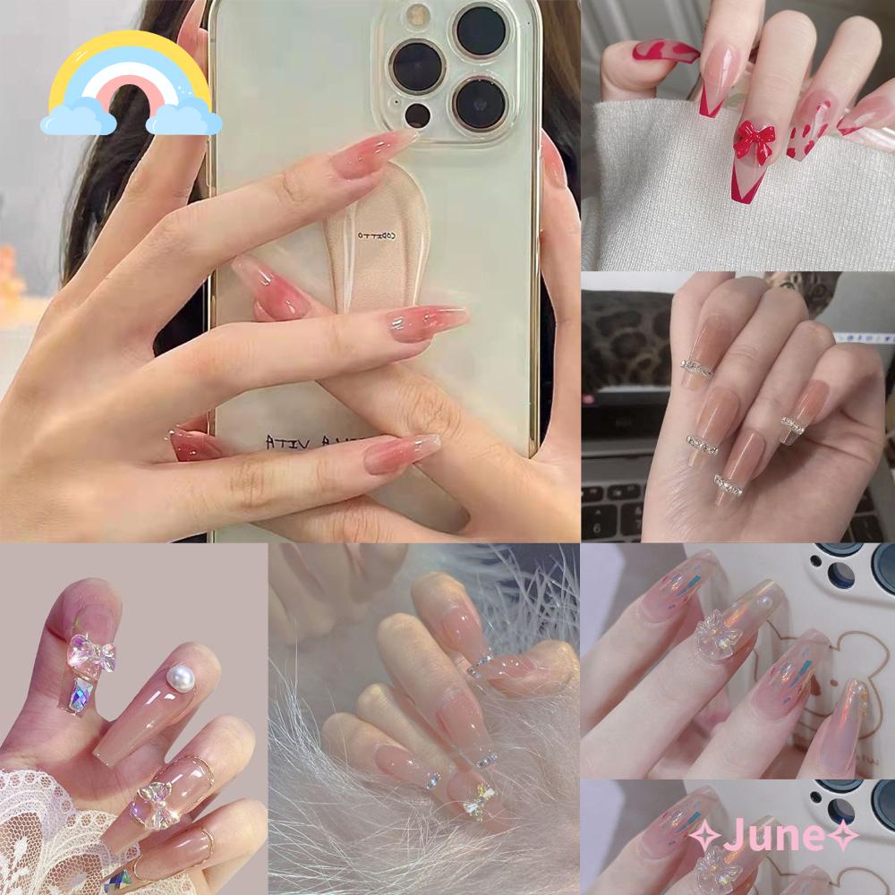 [Hàng mới về] Set 24 móng tay giả có keo dán có thể tháo rời tiện dụng