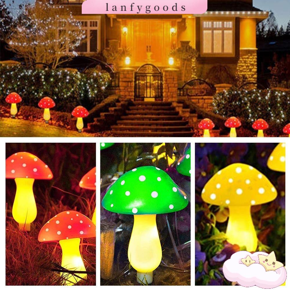 Bộ 6 Đèn LED Trang Trí Sân Vườn Hình Nấm Chống Nước Chạy Năng Lượng Mặt Trời