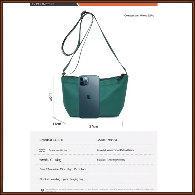 Túi Đeo Chéo Bằng Vải Nylon Gọn Nhẹ Chống Nước Có Khóa Kéo Thời Trang Cho Nữ