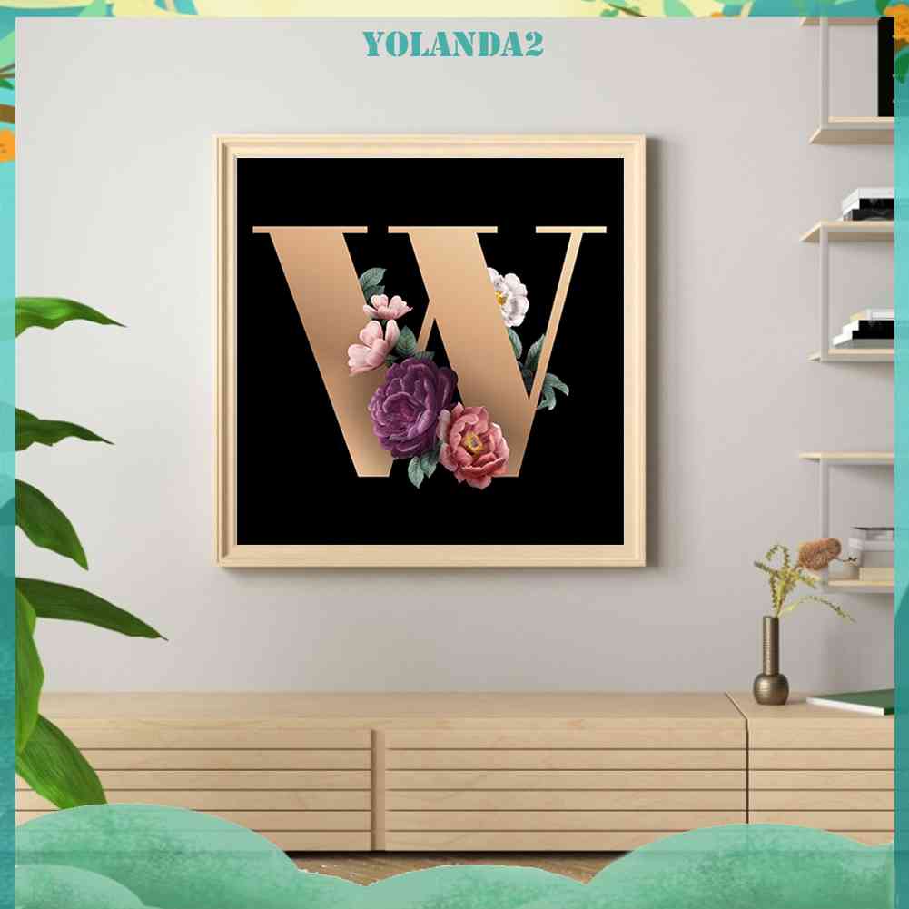 Tranh Đính Đá 5D Toàn Diện Họa Tiết Hoa Và Chữ Cái Trang Trí Nhà Cửa