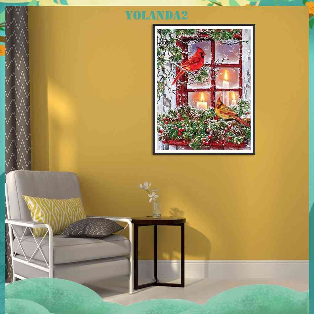 Tranh Đính Đá Kim Cương Toàn Bộ 5D DIY Hình Vẽ Chim Giáng Sinh