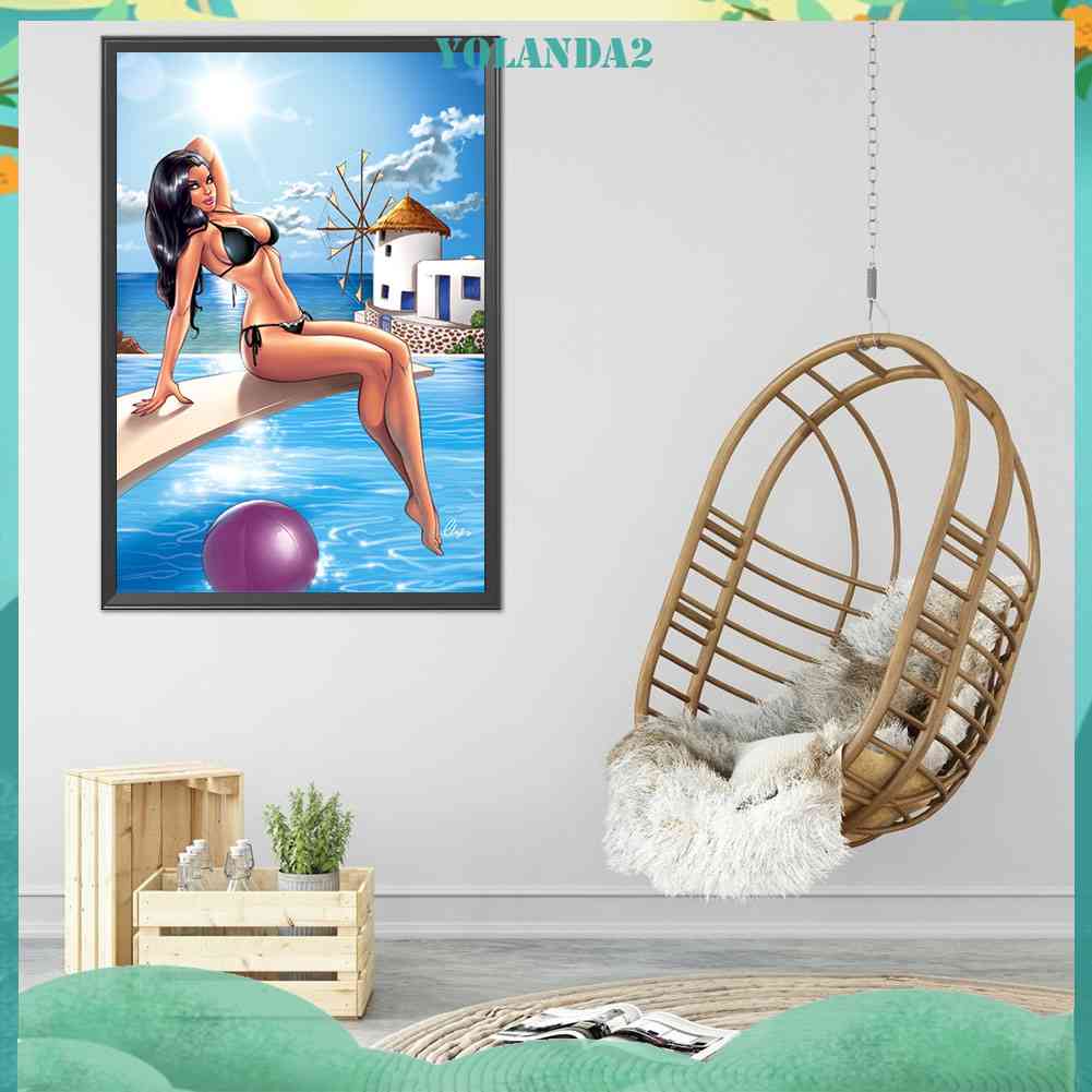 Tranh Đính Đá Kim Cương Toàn Bộ 5D DIY Hình Vẽ Người Đẹp Trang Trí Nhà Cửa