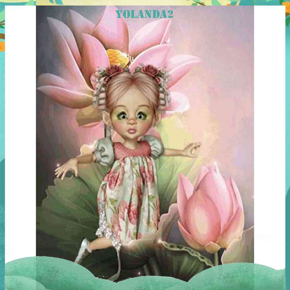 Tranh Đính Đá 5D Tự Làm Họa Tiết Bé Gái Hoạt Hình