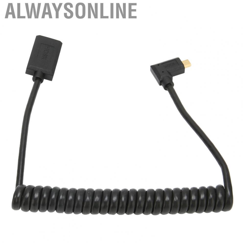 Alwaysonline HD Multimedia Interface Cable Micro to Female UHD 8K 60Hz 4K 120Hz 48Gbps Coiled Video Cord for Camera  hot sale