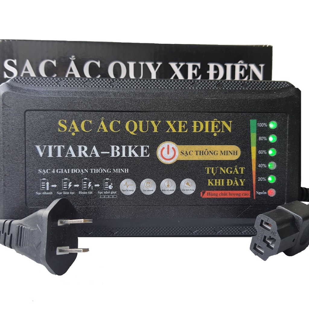 Sạc xe đạp điện 48V 12AH VITARA-BIKE tự ngắt khi đầy chống chai phồng bình có quạt tản nhiệt-HÀNG CHÍNH HÃNG - FANTASI