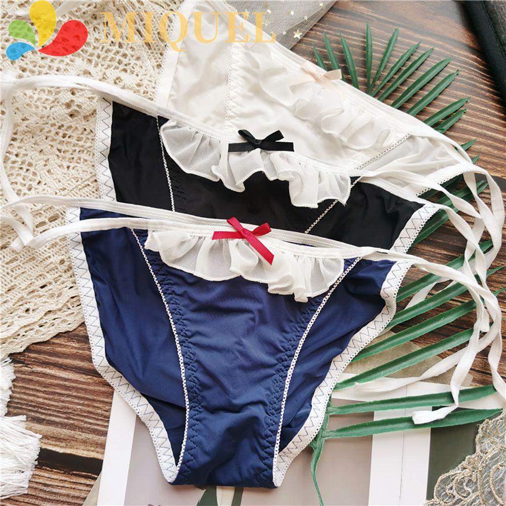 Quần Lót Cotton Không Đường May Lưng Thấp Đính Nơ Gợi Cảm Cho Nữ