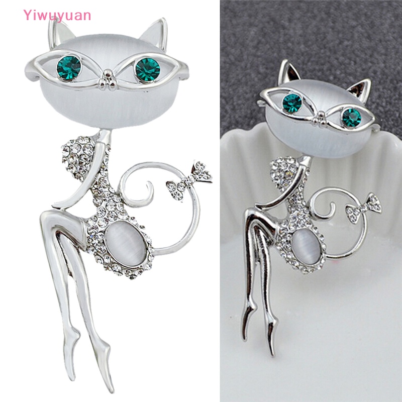 Trâm Cài Áo Hình Mèo Con Đính Đá Opal Thời Trang Mới