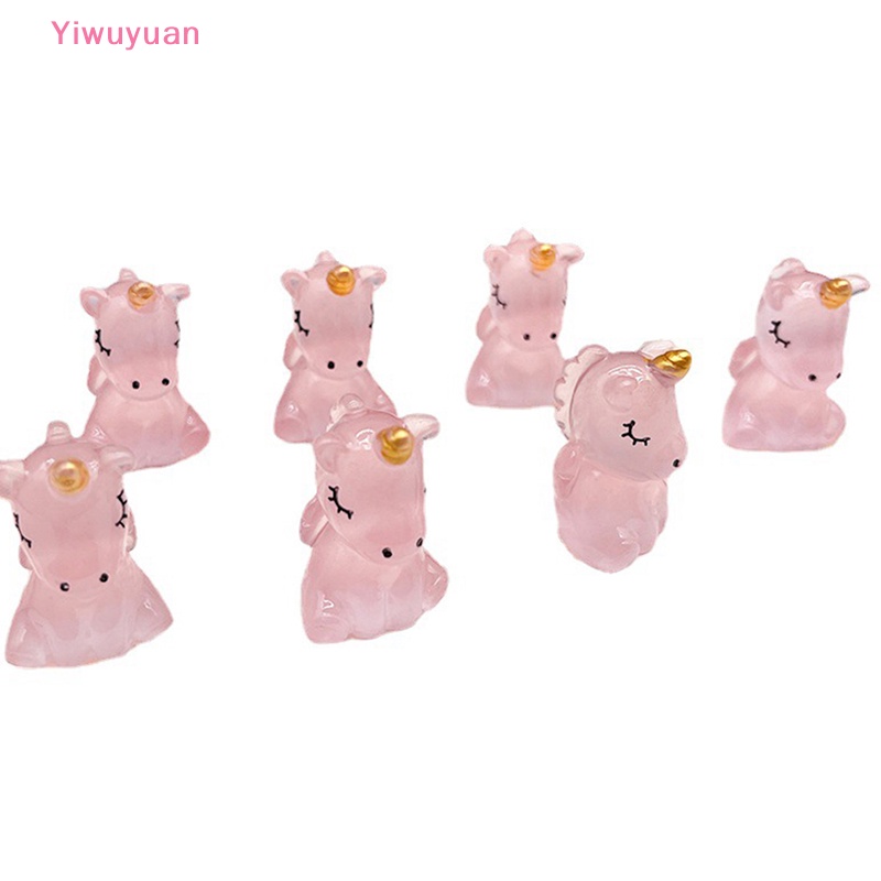Bộ 5 Phụ Kiện Trang Trí Nghệ Thuật Hình Kỳ Lân DIY Bằng Nhựa Resin Màu Dạ Quang Mới