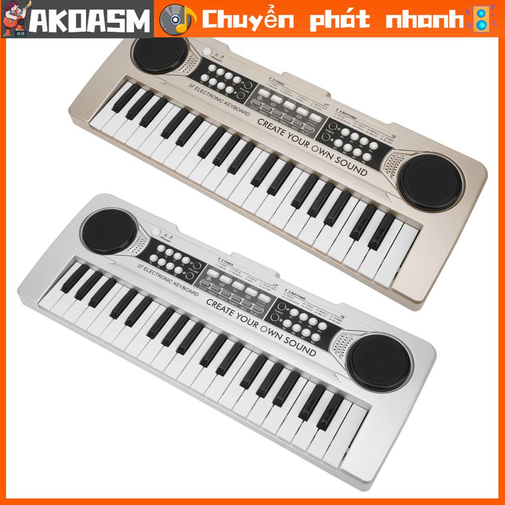 AKOASM Bàn phím điện tử 37 đàn Piano Đồ chơi trẻ em Nhạc cụ có micrô