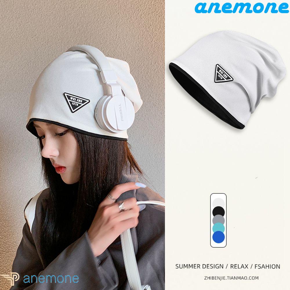 Mũ Beanie Màu Trơn Giữ Ấm Tai In Chữ Phong Cách Hàn Quốc Thời Trang Thu Đông Cho Nam