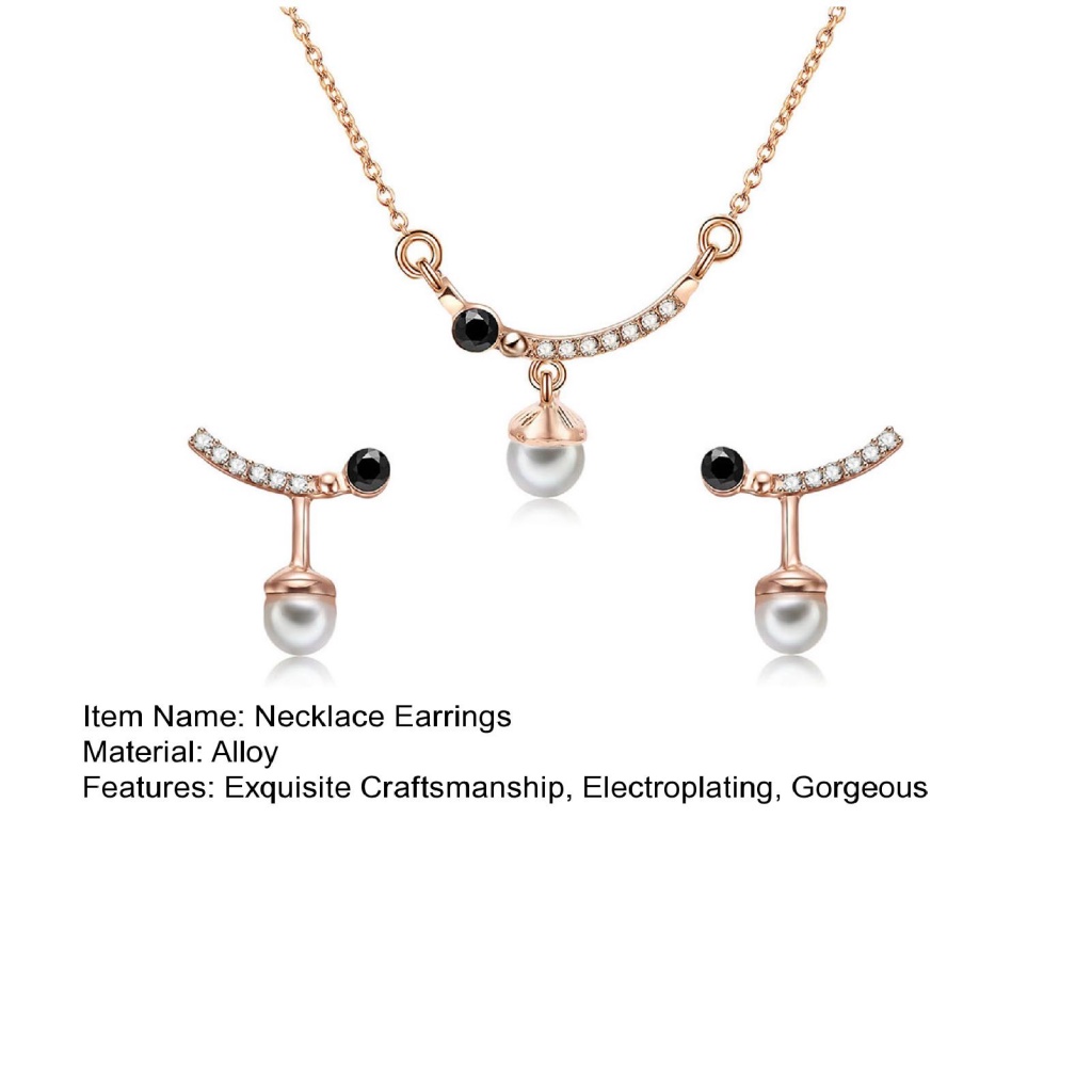 1 Bộ Vòng cổ Và Bông Tai Đính Kim Cương Giả Cho Nữ