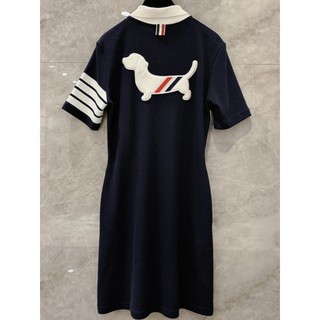 MXPT thombrowne summer cotton four-bar yarn-dyed breathable soft and comfortable back embroidered puppy aging slimming POLO short-sleeved dress for women