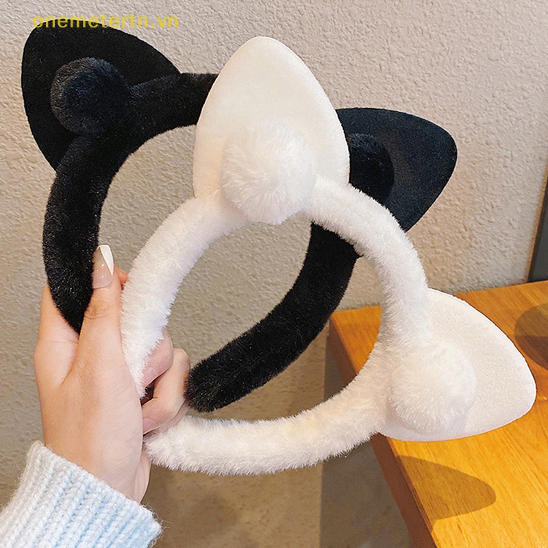 1 Băng Đô Tai Mèo Bằng Lông Nhung Thời Trang Dành Cho Nữ