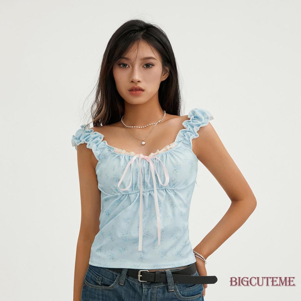 Áo Croptop Không Tay Phối Ren Hoa Thời Trang Mùa Hè Dành Cho Nữ