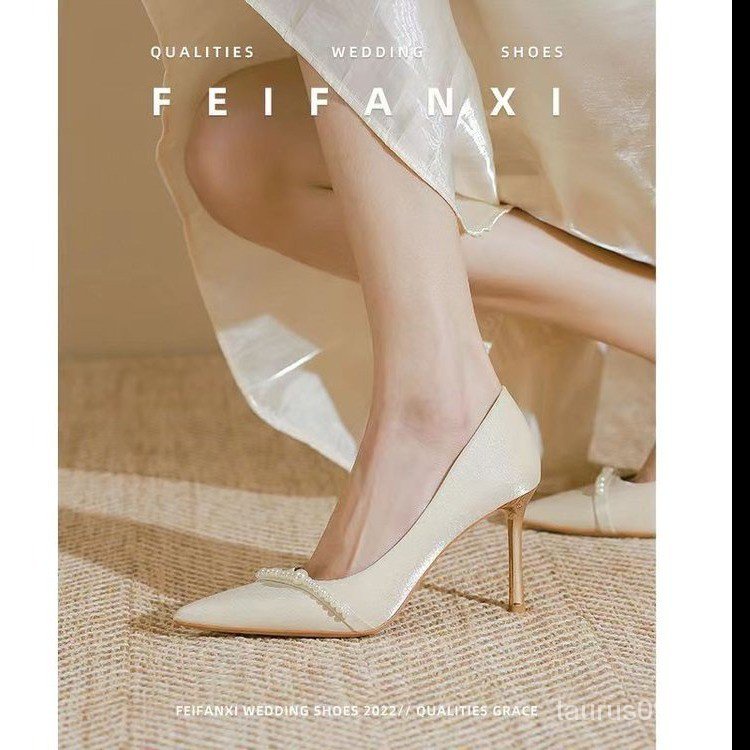 Giày Cao Gót Mũi Nhọn Chất Liệu Satin Cao Cấp Thời Trang Pháp 2023 Cho Nữ
