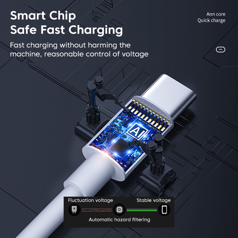 Dây Cáp Sạc Nhanh 60W 3A USB Loại C Kép Cho Xiaomi Samsung