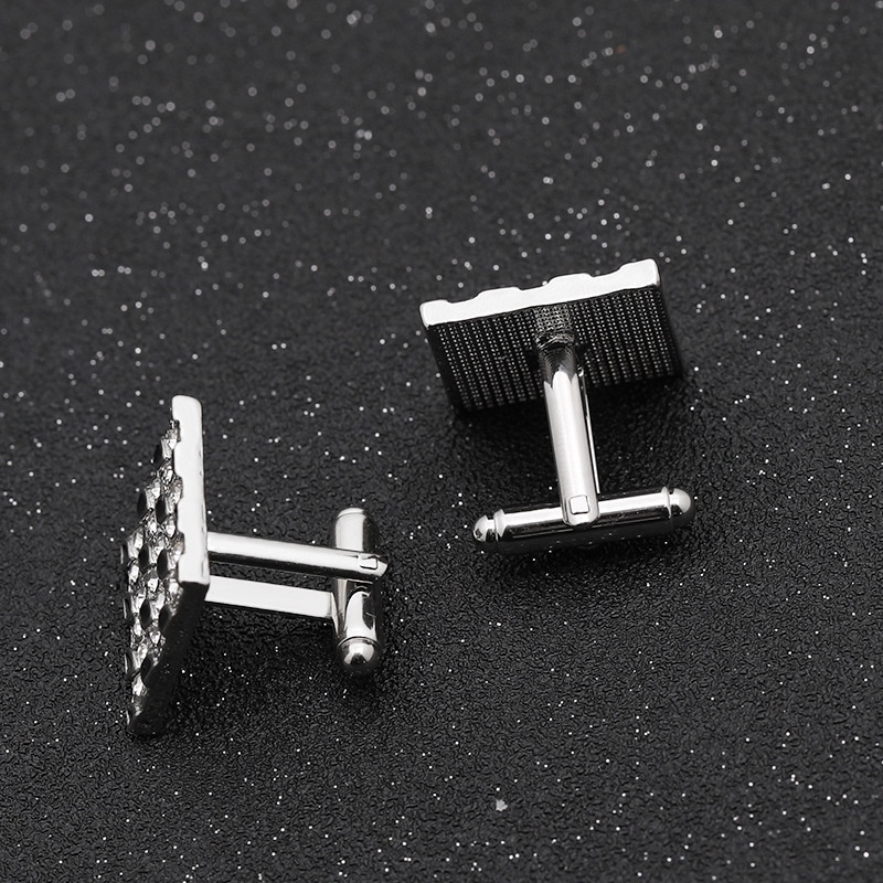 Khuy Măng Sét Kim Loại Hình Vuông Đính Đá Sang Trọng Cho Nam