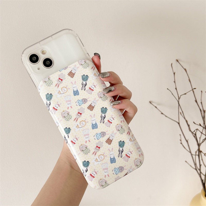 Mới Ốp Điện Thoại Có Nắp Trượt Bảo Vệ Màn Hình Chống Rơi Họa Tiết Chú Thỏ Dễ Thương Cho iP Phone 14 11 12 13 Pro Max Plus