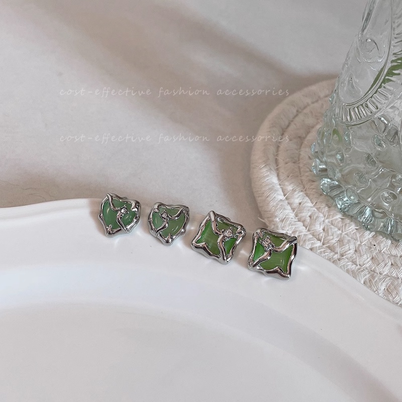 Khuyên Tai Đá Opal Hình Vuông Kiểu Dáng Đơn Giản Cho Nữ