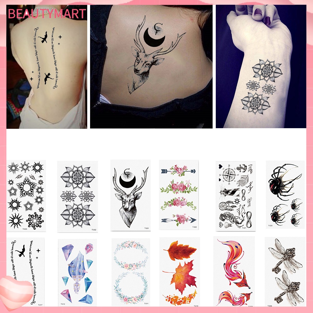 Hình Xăm Dán Tạm Thời Hình Lá Phong / Cáo / Hươu Chống Nước Thời Trang