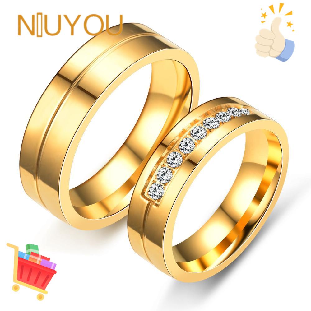 Nhẫn Cưới Nam Nữ In Chữ Love|Aaa CZ 18K|Dây Chuyền Mạ Vàng