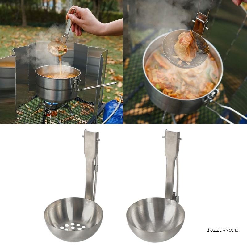 Muỗng / Nĩa Bằng Thép Không Gỉ Gọn Nhẹ Có Thể Gấp Gọn Tiện Dụng Mang Theo Du Lịch Dã Ngoại