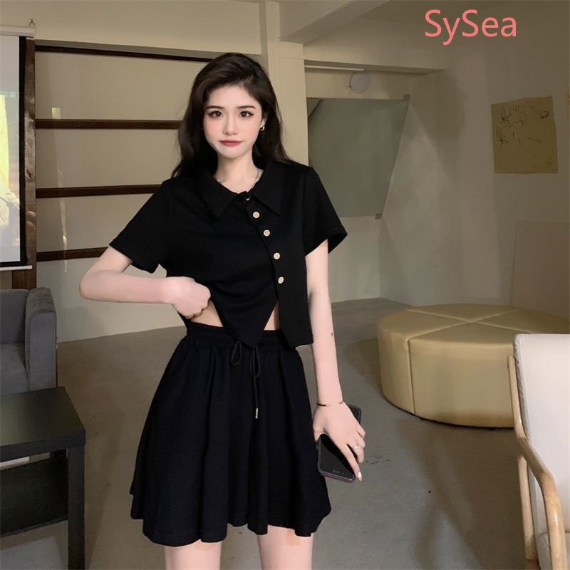 Set Áo Sơ Mi Polo Phối Quần Short Thời Trang Hè Cá Tính Cho Nữ