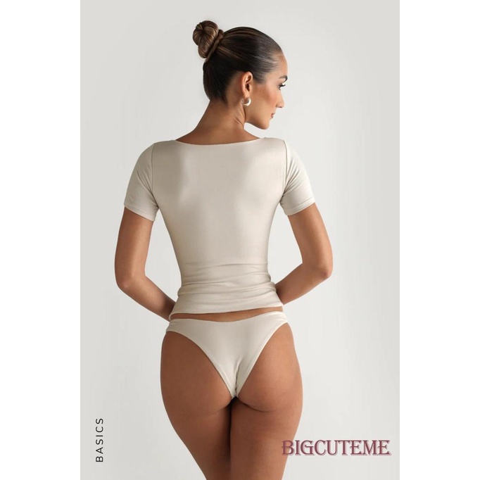 Áo Thun Tay Ngắn Cổ Vuông Màu Sắc Đơn Giản Dành Cho Nữ