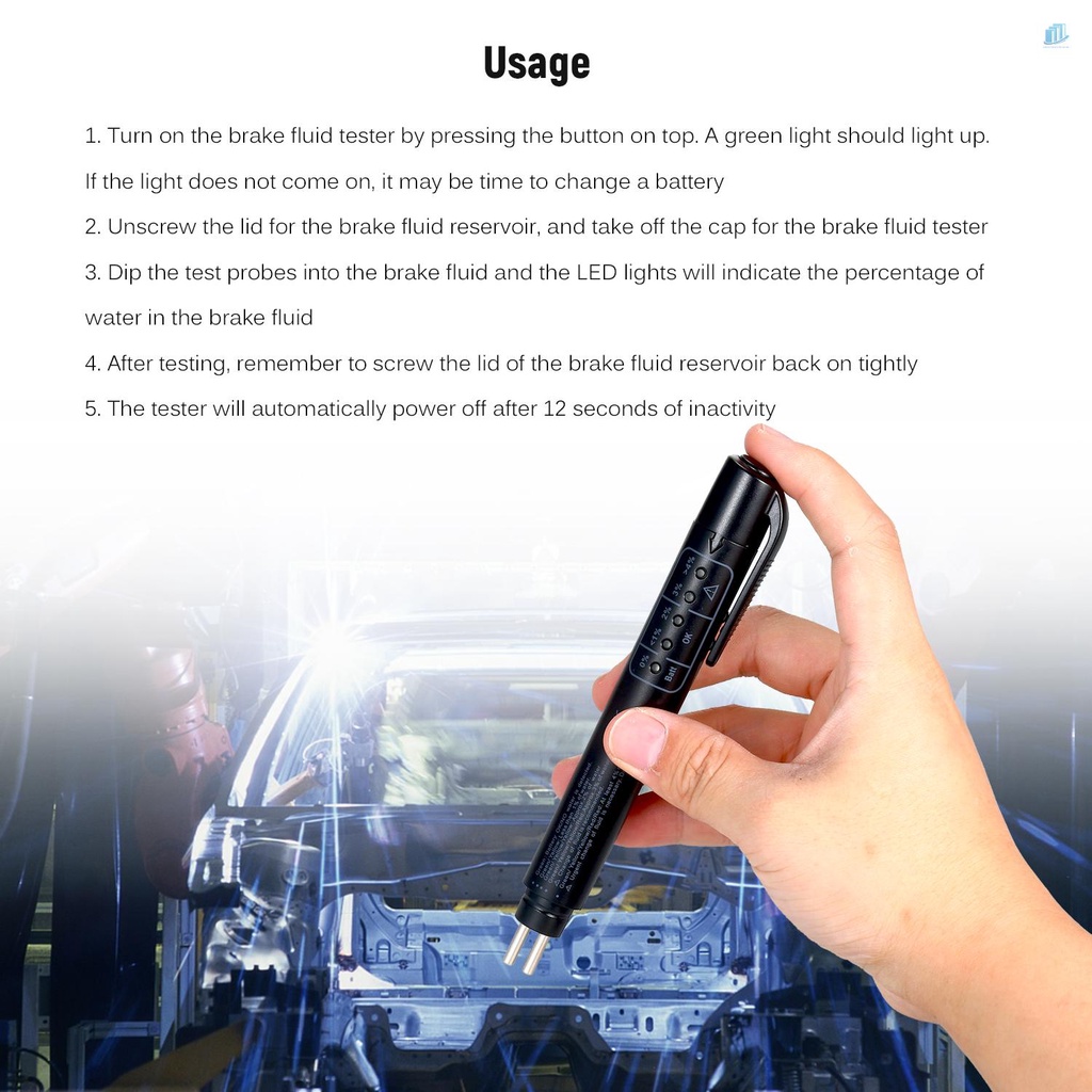 Bút Kiểm Tra Chất Lỏng Phanh Dầu Tự Động Có 5 Đèn LED Cho DOT3 DOT4 DOT5