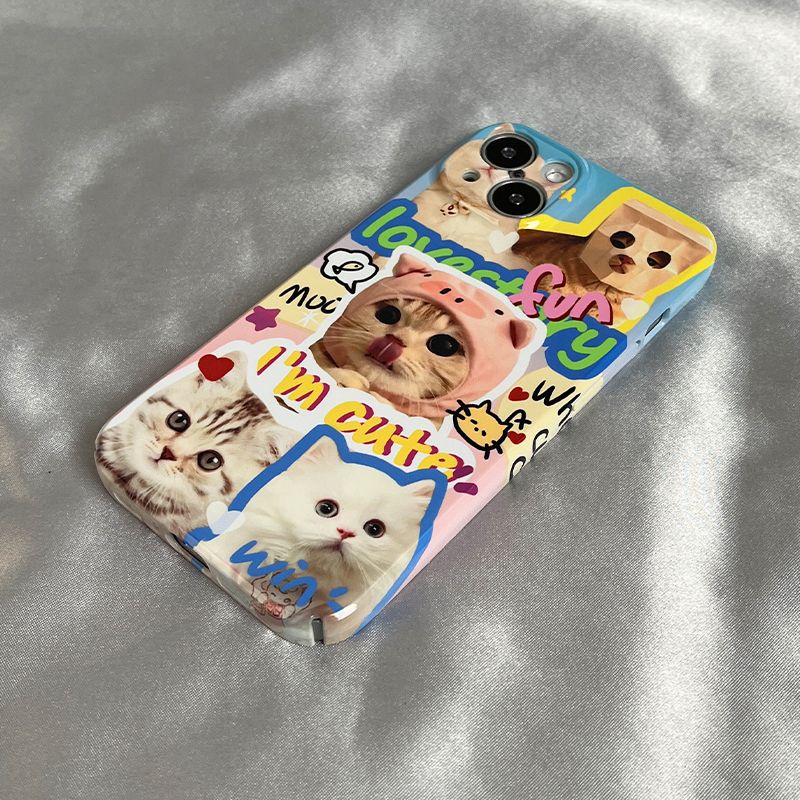 Ốp Điện Thoại Cứng Bảo Vệ Toàn Diện In Họa Tiết Chú Mèo Dễ Thương Dành Cho Iphone 7 12 / Xr Xs / apple 14 Pro 118 13 S6NX