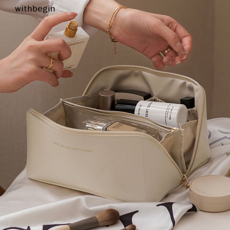 Túi Đựng Mỹ Phẩm Cỡ Lớn Bằng Da Tiện Dụng Mang Theo Du Lịch Cho Nữ