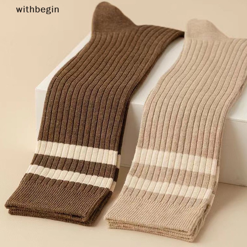 1 Đôi Vớ Dài Ngang Bắp Chân Mỏng Thoáng Khí Thoải Mái Họa Tiết Kẻ Sọc Phong Cách Nhật Bản Cổ Điển