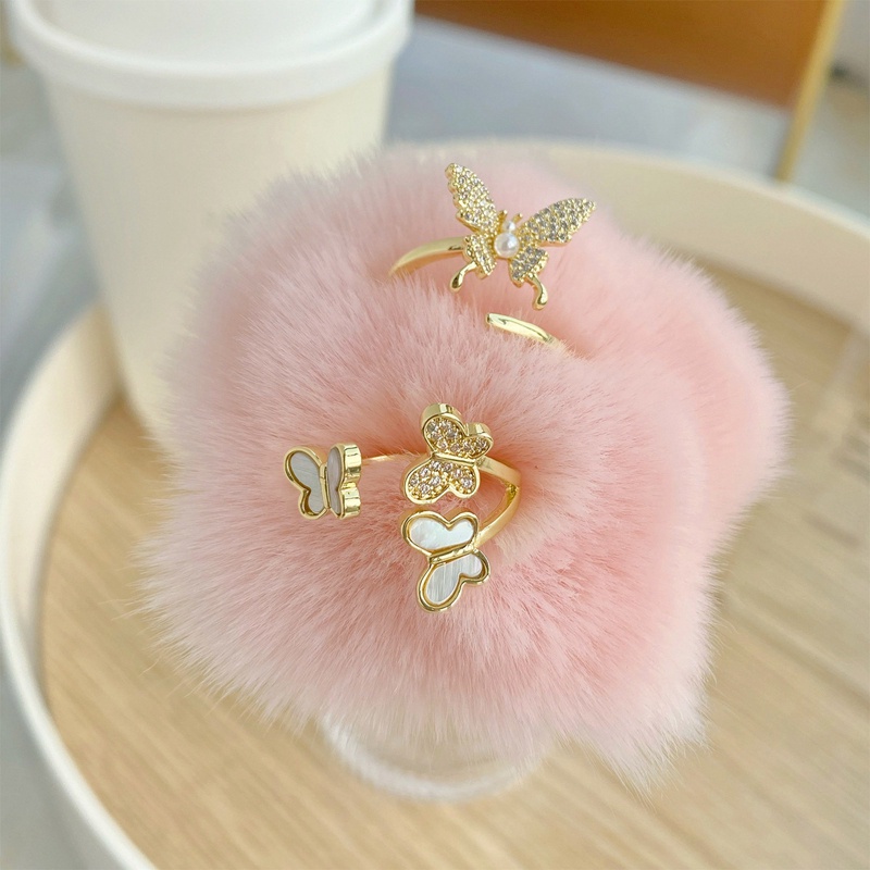 Nhẫn Hở Hình Bướm Đính Đá Pha Lê Lấp Lánh Sang Trọng Có Thể Điều Chỉnh