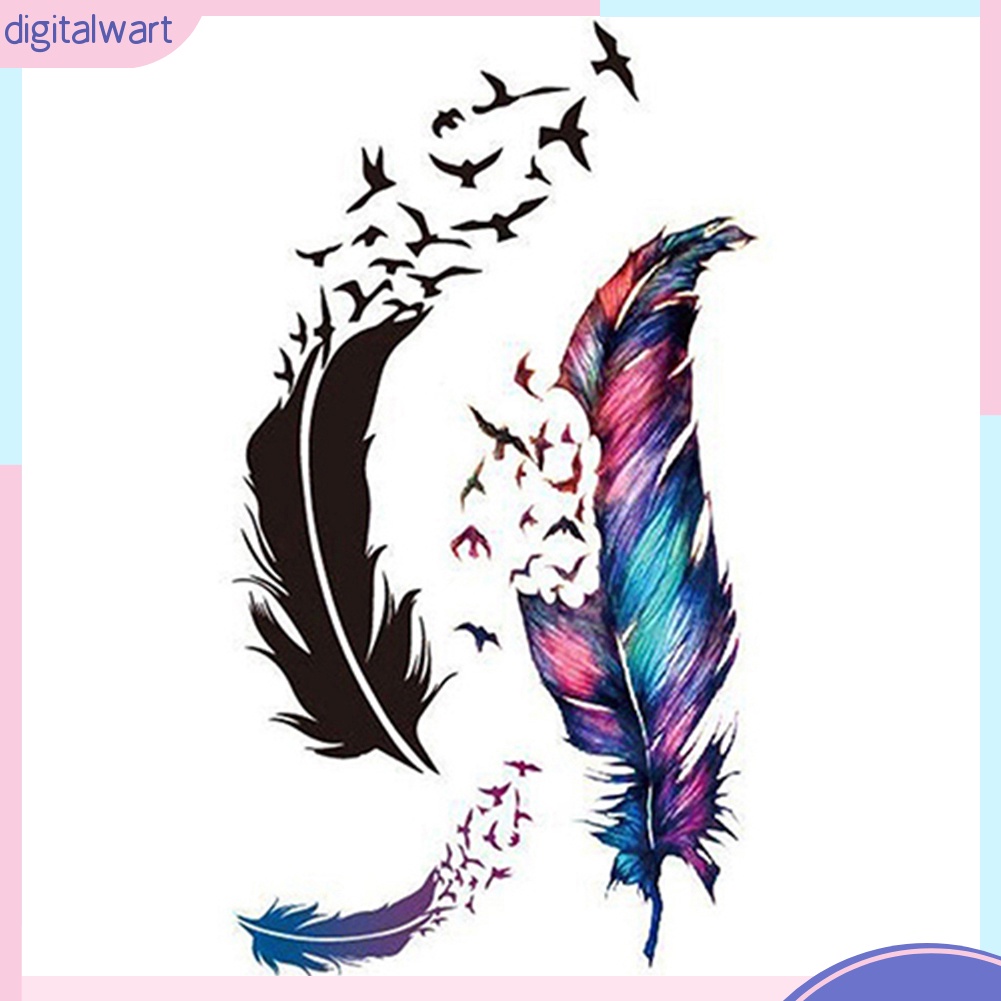 Hình Xăm Dán Họa Tiết Lông Vũ 3D Nhiều Màu Sắc Chống Thấm Nước Có Thể Tháo Rời