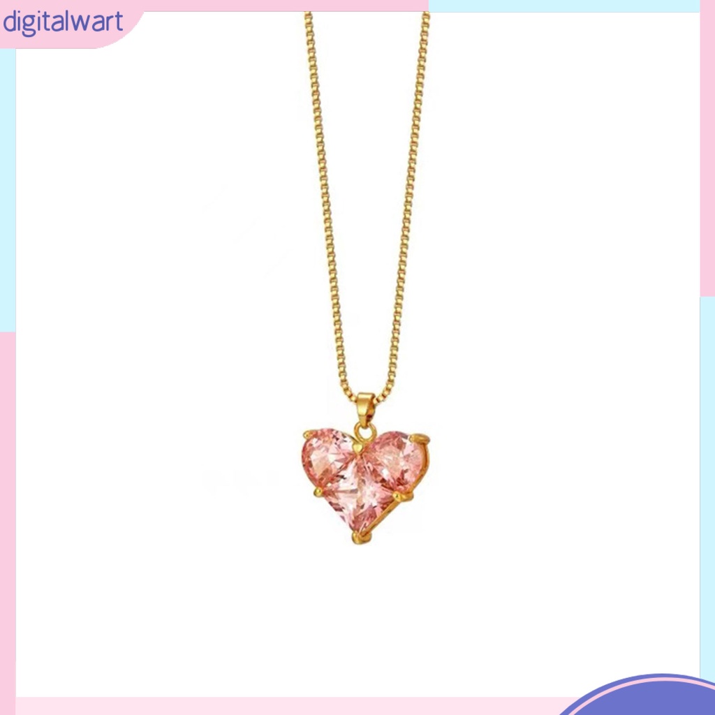 [IGT] Vòng cổ Mặt Hình Học Đính Đá Zircon Màu Hồng Lấp Lánh Chống Mài Mòn Không Gây Dị Ứng Dành Cho Nữ