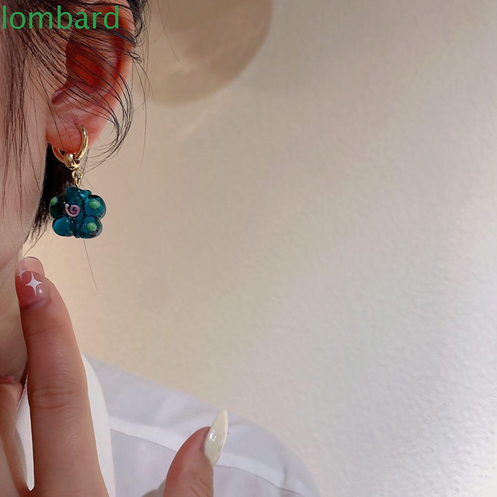 Bông Tai Dáng Dài Trong Suốt Phong Cách Retro Thanh Lịch Cho Nữ