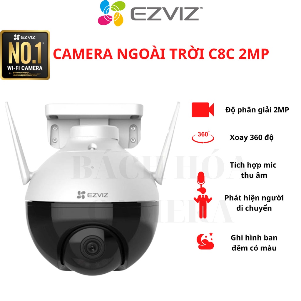 Camera ngoài trời Wifi EZVIZ H8C Full HD 1080P/2K/2K+, C8W 4MP 2K  xoay 360 độ Tích hợp AI -Có màu ban đêm