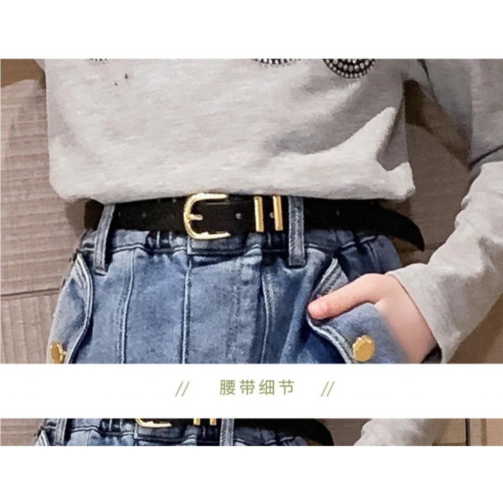 Bộ Áo Tay Dài Phối Chân Váy Denim Thời Trang Mới Cho Bé Gái 5-6 - 7-8 - 9-10 - 11-12 - 13-14 - 15 Tuổi 2023