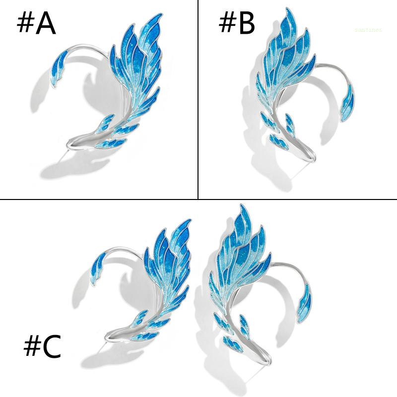 Khuyên Đeo Vành Tai Màu Xanh Dương Gradient Hình Cá Vàng Độc Đáo