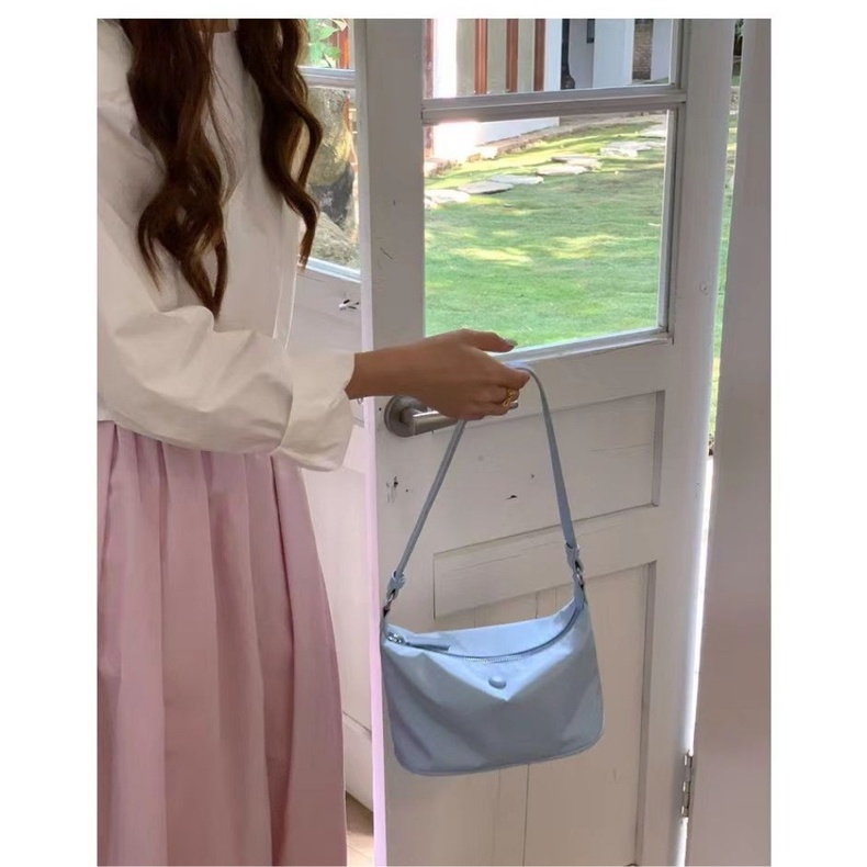 Túi Xách Đeo Dưới Cánh Tay Bằng Vải Oxford Nhẹ Màu Trơn Cho Nữ